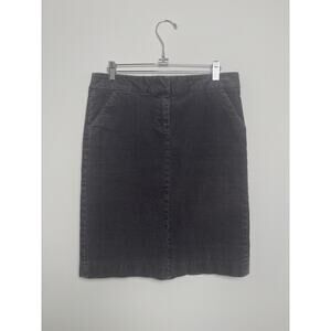 J. Crew Corduroy Charcoal Gray Career Work Comfort Cotton Knee Length Skirt Sz 6